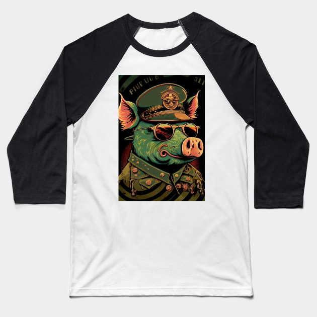 Pig General Baseball T-Shirt by dholzric